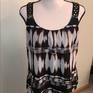 COPY - Black Multicolor High Low Tank w/Embellished Strap